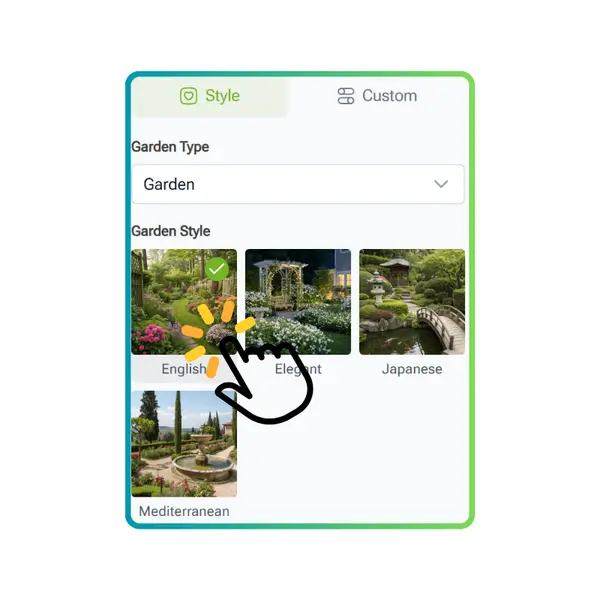 Planificador de Jardín con IA: Paso 2: Elige un Preset de Estilo de Jardín