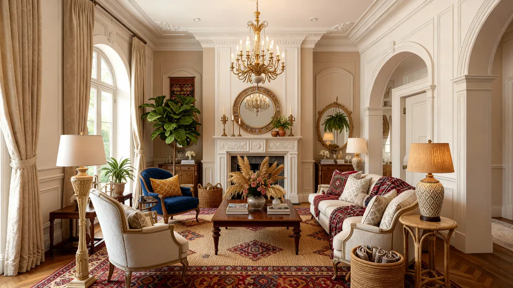 AI Living Room Design Sample: Style Bohemain