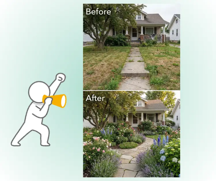 KI-Landschaftsdesign-Anwendungsfall: Vorschau des Ergebnisses vor der Renovierung