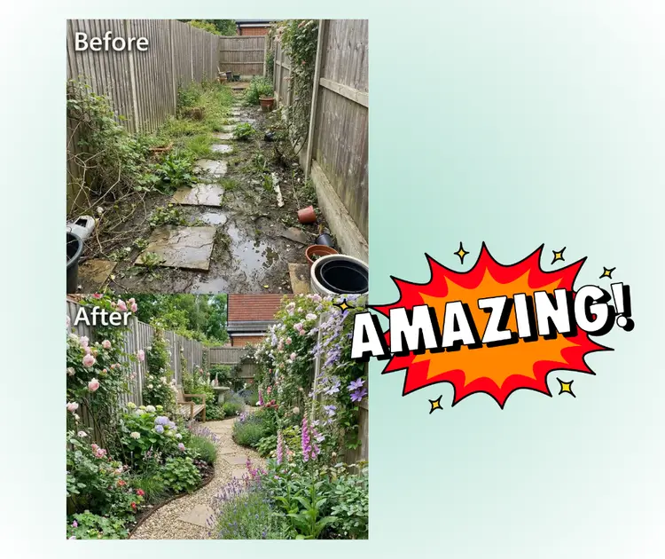 KI-Landschaftsdesign-Anwendungsfall: Mach einen unordentlichen Hof sauber und organisiert aussehen