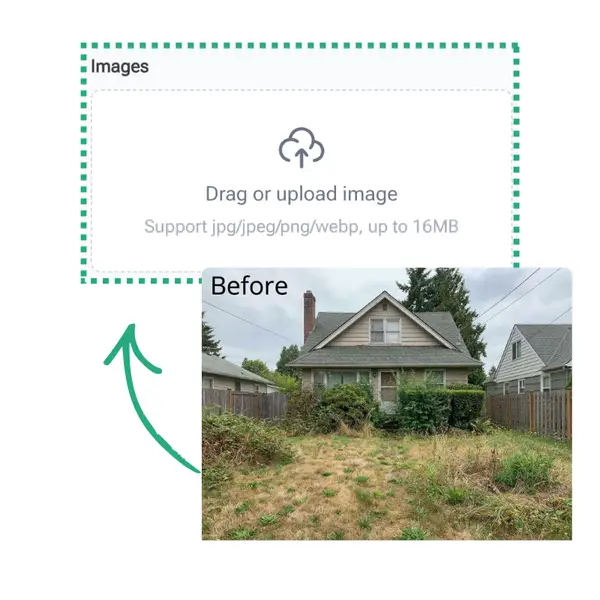 KI-Landschaftsdesign - Schritt 1: Lade ein Foto hoch